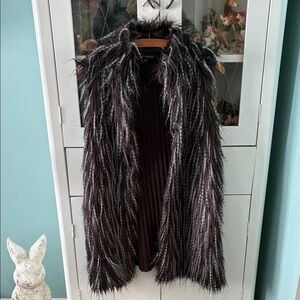 Adrianna Papell sz L Faux Fur Vest - Brown Black and Gray euc